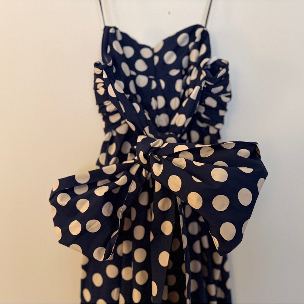 J. Crew Collection Strapless Navy and White Polka Dot Dress - Picture 6 of 9